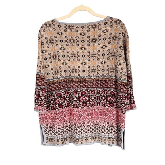 S5 J. Jill Women's‎ Geometric Print 3/4 Sleeve Sweater XS - Picture 2 of 8